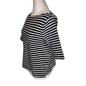 Lauren Ralph Lauren Navy/White Striped Boatneck Short Sleeve Shirt Womens Top